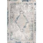 Gri Klasik Pamuk Makinada Yıkanabilir Kaymaz Taban Dijital Makine Baskı Salon Halı-I-Krm_Dark-DK013M-300x400