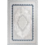 Gri Klasik Pamuk Makinada Yıkanabilir Kaymaz Taban Dijital Makine Baskı Salon Halı-I-Krm_Dark-DK016M-100x250