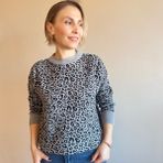 Gri Leopar Desenli Kazak - Standart - Gri - Siyah