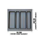 Gri Lüx 55 Cm X 49 Cm Çekmece Içi Kepçelik - 50 Cmx 40 Cm? Ye Kadar Kısalır ( Kaşıklık )