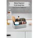 Gri Makyaj Kutusu & Kozmetik Organizeri & Çok Amaçlı Kutu