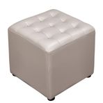 Gri Masif Ahşap Kare Deri Puf Ayak Taburesi Sehpa - Küçük 40x40 cm Küp Tezgah Oturma Odası Aksan Mobilya Modern Ev Dekoru için