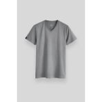 Gri Melanj Basic Kısa Kol Standart Kalıp V Yaka Erkek T-Shirt - 87912