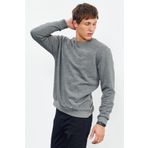 Gri Melanj Basic O Yaka Rahat Form Erkek Sweatshirt - 88053 | L