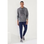 Gri Melanj Erkek Kamuflaj Desen Baskılı Standart Kalıp Kapüşonlu Sweatshirt-87884