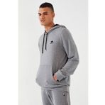 Gri Melanj Erkek Kanguru Cep Standart Kalıp Kapüşonlu Sweatshirt-87872