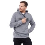 Gri Melanj Nakışlı Kanguru Cep Standart Kalıp Kapüşonlu Erkek Sweatshirt - 87839 XXL Gb Melanj