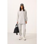 Gri Melanj O Yaka Basic Oversize Kadın Eşofman Tunik Takım - 95347