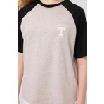 Gri Melanj O Yaka Pamuklu Baskılı Oversize Fit Kız Çocuk T-Shirt - 75179