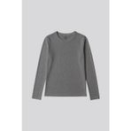 Gri Melanj O Yaka Standart Fit Uzun Kollu Basic Kadın T-Shirt - 97312