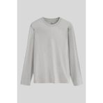 Gri Melanj Standart Fit Basic O Yaka Uzun Kollu İnce Erkek T-Shirt - 87997