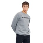 Gri Melanj Yazı Nakışlı O Yaka Rahat Form Erkek Sweatshirt - 88020 XL Gb Melanj