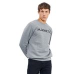 Gri Melanj Yazı Nakışlı O Yaka Rahat Form Erkek Sweatshirt - 88020 XXL Gb Melanj
