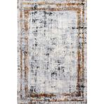Gri Pamuk Dikdörtgen Pamuk Makinada Yıkanabilir Kaymaz Taban Dijital Makine Baskı Salon Halı-I-Crea_Kristal-18115-80x500