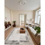 Gri Pamuk Makinada Yıkanabilir Kaymaz Taban Dijital Makine Baskı Salon Halı-I-Krm_Dark-DK014G-300x400