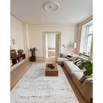 Gri Pamuk Makinada Yıkanabilir Kaymaz Taban Dijital Makine Baskı Salon Halı-I-Krm_Lotus-8574-80x200