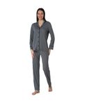 Gri Pamuklu Önden Düğmeli Kadın Pijama Takımı Effort, XL, EF8097-198IGP101333