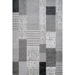 Gri Patchwork Modern Geometrik Etnik Eskitme Desenli Boho Makinada Yıkanabilir Hafif Hav Toz Vermez Leke Tutmaz Kaymaz Taban Dijital Makine Baskı Halı Oturma Odası Salon Yolluk Koridor Mutfak Halısı