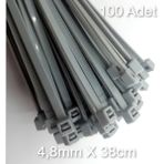 Gri Plastik Cırt Kelepçe 4.8X38CM Kablo Bağı Elektrik Kablosu 100 Adet