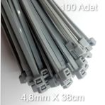 Gri Plastik Cırt Kelepçe 4.8x38cm Kablo Bağı Elektrik Kablosu 100