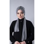 Gri Pratik Hazır Geçmeli Tesettür Bone Sandy Kumaş Atkılı 2204_15