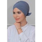 Gri Pratik Hazır Geçmeli Tesettür Bone Sandy Kumaş Fiyonklu Çift Taraflı Tek Çapraz 1833_15