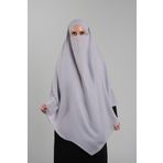Gri Pratik Hazır Geçmeli Tesettür Eşarp Krep Bağcıklı Sufle Hijab 2313_15