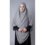 Gri Pratik Hazır Geçmeli Tesettür Eşarp Medine İpeği Bağcıklı Sufle Hijab 2301_15