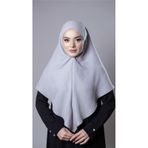Gri Pratik Hazır Geçmeli Tesettür Eşarp Pamuk Caz Kumaş Düz Hijab 2306_15