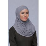 Gri Pratik Hazır Geçmeli Tesettür Eşarp Sandy Kumaş Kendinden Boneli 1290_15