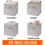 Gri Puantiye Desenli 30X30X30 cm Dolap Içi Saklama ve Düzenleyici Kutu - Altın - Gri - Seçenek 1