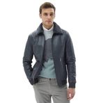 Gri Regular Fit Smart Casual Koyun Derisi Deri Mont
