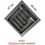 Gri Renk Çekmece Içi Düzenleyici Kaşıklık 47X49 cm - Seçenek 1 - Antrasit