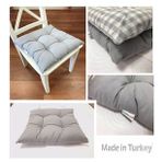 Gri Renk Sandalye Minderi, Pamuklu Kumaş Pofidik Kare Dekoratif Sandalye Minderi 40x40 cm