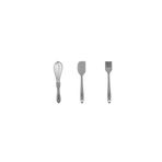 Gri Renkli Orta Boy 3lü Silikon Spatula,fırça Ve Çırpıcı Seti