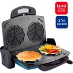 Gri Renkli Waffle ve Tost Makinesi, Pratik ve Şık Tasarım - Antrasit