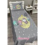 Gri Sanrio Karakterleri Bebek ve Çocuk Baza Pike Takımı ve Yastık Kılıfı ( Tek Kişilik ) - Renkli