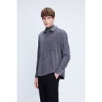 Gri Shacket Comfort Fit Uzun Kol Fitilli Kadife Gömlek