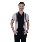 Gri Siyah Çift Renkli Hediye Kutulu Erkek Polo Yaka Tişört L