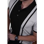 Gri Siyah Çift Renkli Hediye Kutulu Erkek Polo Yaka Tişört XXL