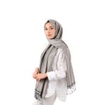 Gri Siyah Çift Taraflı İpek Şal