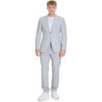 Gri Slim Fit Çizgili Mono Yaka Takım Elbise - 54