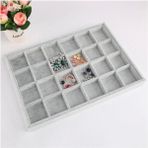 Gri Süet Kumaş Takı Düzeni, 34X24 Cm, Çok Bölmeli Çekmeceli Organizer - Seçenek 1
