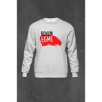 Gri Sweatshirt Boyun Eğme Diren Baskılı Unisex Sweat Gri