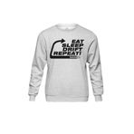 Gri Sweatshirt Eat Sleep Drift Repeat Race Sport Motospor Baskılı Unisex Sweat PSW01G-1236 Gri
