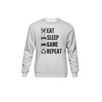 Gri Sweatshirt Eat Sleep Game Repeat Gamer Oyun Baskılı Unisex Sweat Gri