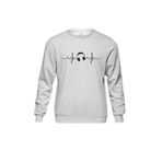 Gri Sweatshirt I Love Music Sol Anahtarı Kulaklık Walkman Baskılı Unisex Sweat PSW01G-1365 Gri
