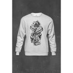 Gri Sweatshirt Smith Wesson Revolver Gungs Tabanca Gül Beyaz Baskılı Unisex Sweat Gri