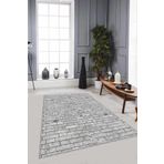 Gri Taş Desenli Kaymaz Taban Makinede Yıkanabilir Halı TL01