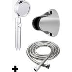 Gri Turbo Fanlı 3'lü Set, 5 Fonksiyonlu Jet Pervaneli Duş Başlığı, Hortum, Askı - Seçenek 1